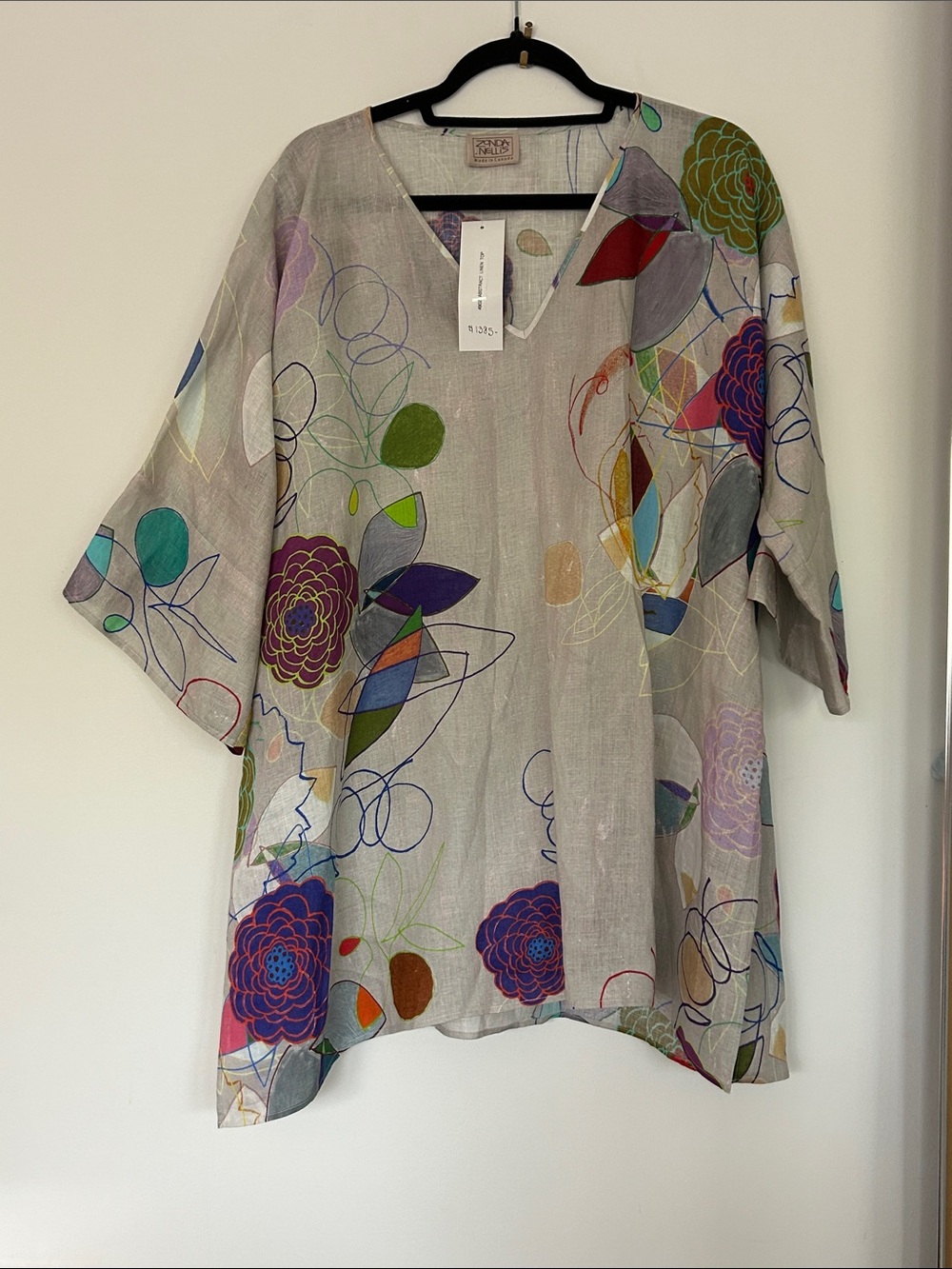 NWT! Zonda Nellis Floral Linen Tunic O/S